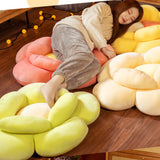 NNEAGS 2X  Yellow Double Flower Shape Cushion Soft Bedside Floor Plush Pillow Home Decor