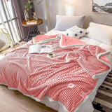 NNEAGS 2X Throw Blanket Warm Cozy Double Sided Thick Flannel Coverlet Fleece Bed Sofa Comforter Pink