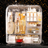 NNEAGS Transparent Cosmetic Storage Box Clear Makeup Skincare Holder with Lid Drawers Waterproof  Dustproof Organiser