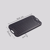 NNEAGS 2X 50.8cm Cast Iron Ridged Griddle Hot Plate Grill Pan BBQ Stovetop