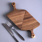 NNEAGS 2X  6 pcs Brown Round Divisible Wood Pizza Server Food Plate Board Pizza Paddle Cutting Board Home Decor