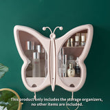 NNEAGS Pink Butterfly Shape Wall-Mounted Makeup Organiser Dustproof Waterproof Bathroom Storage Box Home Decor