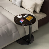 NNEAGS 2X  50cm Black Marble Mini Side Table Movable Lightweight w/ Black Frame