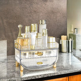 NNEAGS 2X 3 Tier Transparent Multifunctional Countertop Cosmetic Storage Makeup Skincare Holder Jewelry Cabinet Bathroom Desk Drawer Vanity Organiser