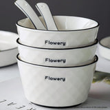 NNEAGS Diamond Pattern Ceramic Dinnerware Crockery Soup Bowl Plate Server Kitchen Home Decor Set of 8