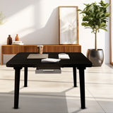 NNEAGS Black Portable Floor Table Small Square Space-Saving Mini Desk Home Decor