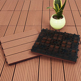 NNEAGS 11 pcs Red Brown DIY Wooden Composite Decking Tiles Garden Outdoor Backyard Flooring Home Decor