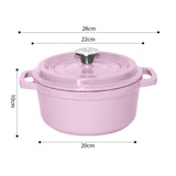 NNEAGS 22cm Pink Cast Iron Ceramic Stewpot Casserole Stew Cooking Pot With Lid