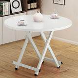 NNEAGS White Dining Table Portable Round Surface Space Saving Folding Desk Home Decor