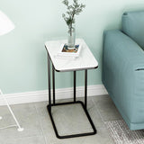 NNEAGS 2X 30x50x58cm White Ceramic Sofa Side Square Mini Table w/ Black Metal Legs