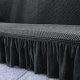 NNEAGS 1-Seater Dark Grey Sofa Cover with Ruffled Skirt Couch Protector High Stretch Lounge Slipcover Home Decor