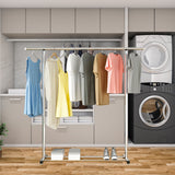 NNEAGS 2X 180cm Stainless Steel Floor-Standing Clothes Rack - Durable and Space-Saving Laundry Organizer