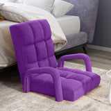 NNEAGS 4X Foldable Lounge Cushion Adjustable Floor Lazy Recliner Chair with Armrest Purple