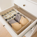 NNEAGS Beige Flip Top Underwear Storage Box Foldable Wardrobe Partition Drawer Home Organiser