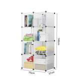 NNEAGS 2X 8-Cube Transparent Shelf Box Portable Cubby DIY Storage Shelves Modular Closet Organiser