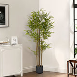 NNEAGS 120cm Lucky Bamboo Tree Bambusa Vulgaris Artificial Plant w/ 7 Branches Home Accent Decor