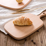 NNEAGS 2X 33cm Brown Rectangle Wooden Serving Tray Chopping Board Paddle with Handle Home Decor