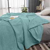 NNEAGS Sky Blue Throw Blanket Warm Cozy Striped Pattern Thin Flannel Coverlet Fleece Bed Sofa Comforter