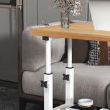 NNEAGS 40x80cm Walnut Bedside Table Movable Bedroom Desk Student Computer Table