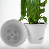 NNEAGS 19.5 cm White Plastic Plant Pot Self Watering Planter Flower Bonsai Indoor Outdoor Garden Decor Set of 2
