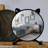 NNEAGS 30cm Black Smart Makeup Bedroom Table Mirror Cat Ear Style No LED Light