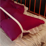 NNEAGS 4X 120cm Burgundy Princess Bed Pillow Headboard Backrest Bedside Tatami Sofa Cushion with Ruffle Lace Home Decor