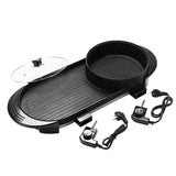NNEAGS 2X 2  in 1 Electric Non-Stick BBQ Teppanyaki Grill Plate Steamboat Hotpot 2-8 Person