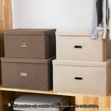 NNEAGS 2X Coffee Super Large Foldable Canvas Storage Box Cube Clothes Basket Organiser Home Decorative Box