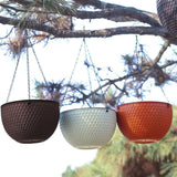 NNEAGS 2X Coffee Small Hanging Resin Flower Pot Self Watering Basket Planter Outdoor Garden Decor