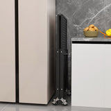 NNEAGS 3 Tier Steel Black Foldable Kitchen Cart Multi-Functional Shelves Portable Storage Organizer with Wheels