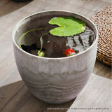 NNEAGS 32cm Rock Grey Round Resin Plant Flower Pot in Cement Pattern Planter Cachepot for Indoor Home Office