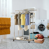 NNEAGS 2X 120cm Stainless Steel Floor-Standing Clothes Rack - Durable and Space-Saving Laundry Organizer