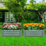 NNEAGS 120X60cm Rectangle Galvanised Raised Garden Bed Vegetable Herb Flower Outdoor Planter Box