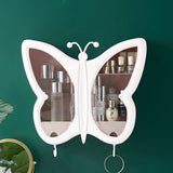 NNEAGS 2X White Butterfly Shape Wall-Mounted Makeup Organiser Dustproof Waterproof Bathroom Storage Box Home Decor