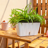 NNEAGS 35cm Small White Rectangular Flowerpot Vegetable Herb Flower Outdoor Plastic Box Garden Decor