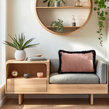 NNEAGS 35cm Mid-century Style Raised Embroidery Texture Edged Lumbar Throw  Pillow