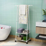 NNEAGS 2X 2-in-1 Organiser Clothes Shoe Rack Space-Saving Triangular Storage with Wheels White