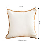 NNEAGS 45cm Warm Wood Tone & Apricot Shell Edged Square Throw Pillow
