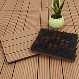 NNEAGS 11 pcs Coffee DIY Wooden Composite Decking Tiles Garden Outdoor Backyard Flooring Home Decor