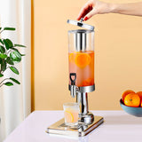 NNEAGS Single 3L Silver Stainless Steel Beverage Dispenser Ice Cylinder Clear Juicer Hot Cold Water Jug
