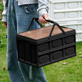 NNEAGS 2X 34.5 cm 18L Black Car & Camping Foldable Storage Box Crate Stackable Container with Handle