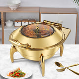 NNEAGS Gold Plated Stainless Steel Round Chafing Dish Tray Buffet Cater Food Warmer Chafer with Top Lid
