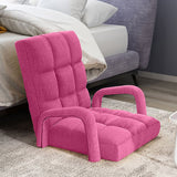 NNEAGS 4X Foldable Lounge Cushion Adjustable Floor Lazy Recliner Chair with Armrest Pink