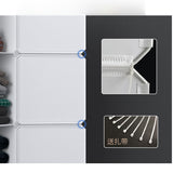 NNEAGS 10 Cubes White Portable Wardrobe Divide-Grid Modular Storage Organiser Foldable Closet with Doors