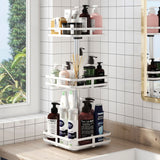 NNEAGS 3 Tier Steel White Square Rotating Multi-Function Kitchen Portable Storage Spice Seasoning Kitchen Countertop Organiser Shelf
