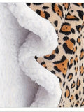 NNETM Leopard Print Flannel Hooded Winter Robe Set