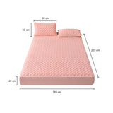 NNEAGS Pink 183cm Wide Mattress Cover Thick Quilted Fleece Stretchable Clover Design Bed Spread Sheet Protector with Pillow Covers