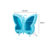 NNEAGS Blue Butterfly Shape Wall-Mounted Makeup Organiser Dustproof Waterproof Bathroom Storage Box Home Decor