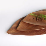 NNEAGS Set of 2 Walnut Leaf Shape Wooden Tray Food Charcuterie Serving Board Paddle Centerpiece Home Decor