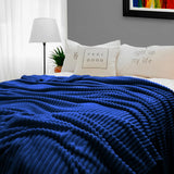 NNEAGS 2X Blue Throw Blanket Warm Cozy Striped Pattern Thin Flannel Coverlet Fleece Bed Sofa Comforter